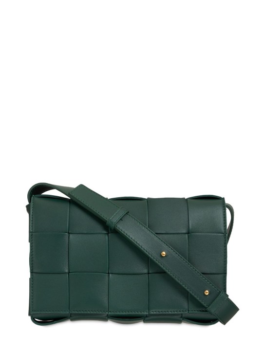 Bottega Veneta: Medium Cassette leather crossbody bag - Raintree - women_0 | Luisa Via Roma