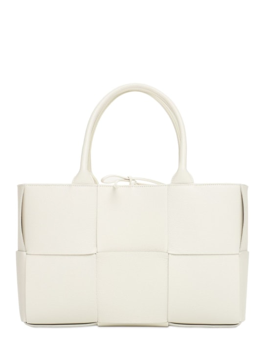 Bottega Veneta: Small Arco leather tote bag - White-gold - women_0 | Luisa Via Roma