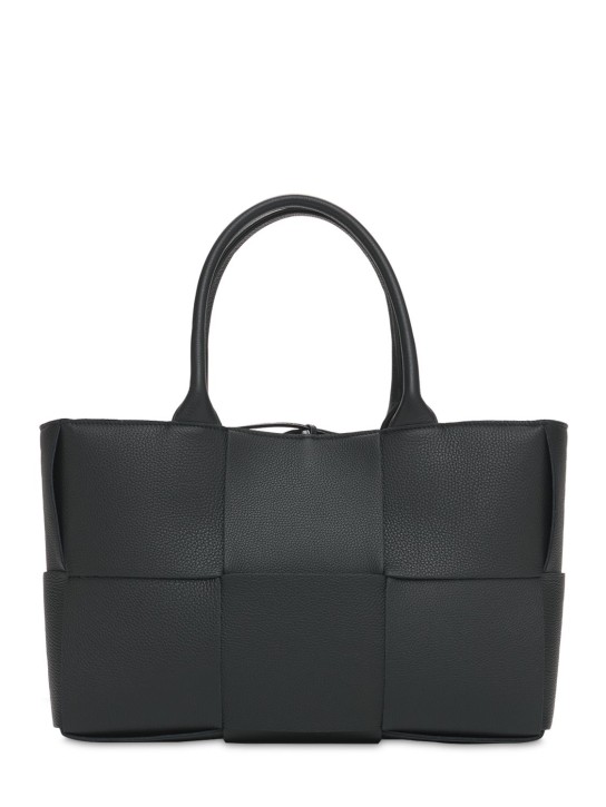 Bottega Veneta: Small Arco leather tote bag - Siyah/Altın - women_0 | Luisa Via Roma