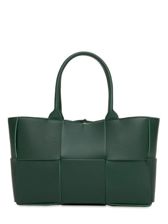Bottega Veneta: Small Arco leather tote bag - Raintree - women_0 | Luisa Via Roma