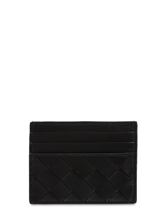 Bottega Veneta: Intrecciato leather credit card case - Siyah - women_0 | Luisa Via Roma