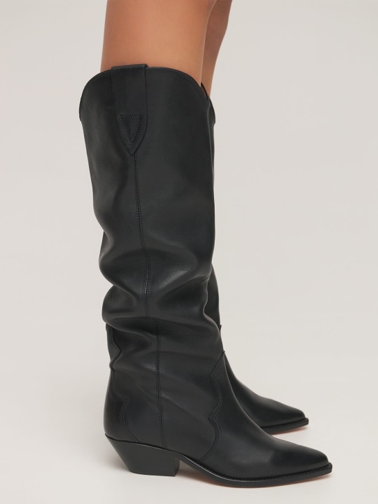 Isabel Marant: 40mm Denvee leather tall boots - women_1 | Luisa Via Roma