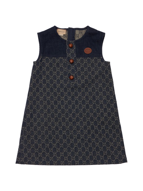 Gucci: GG cotton denim jacquard dress - Denim - kids-girls_0 | Luisa Via Roma