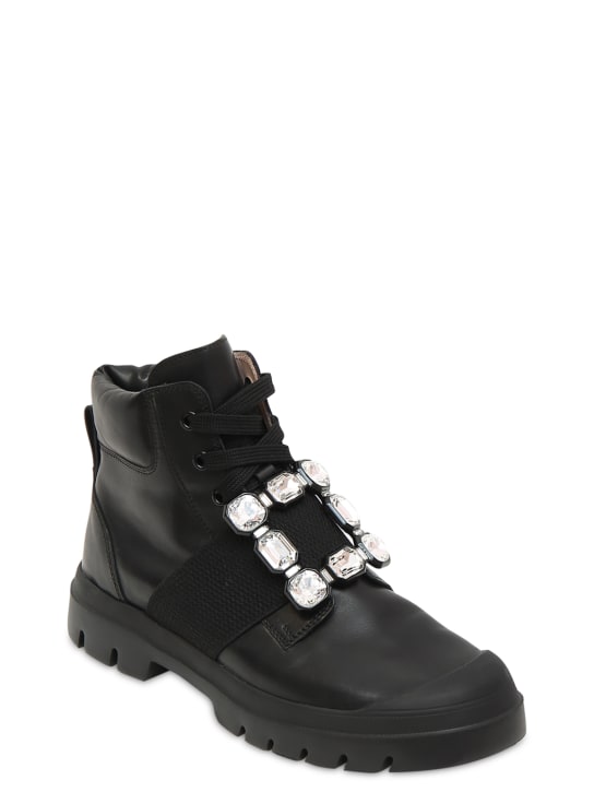 Roger Vivier: 25mm Walkyviv leather lace-up boots - women_1 | Luisa Via Roma