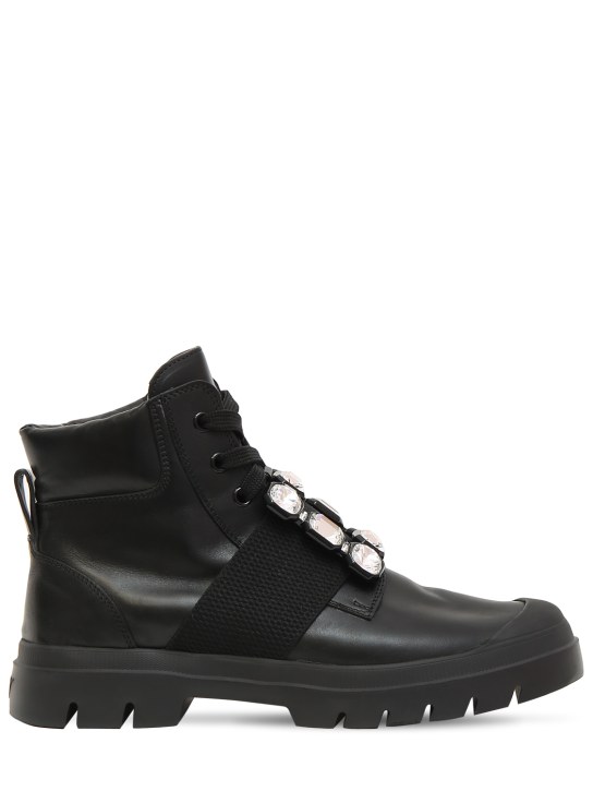 Roger Vivier: 25mm Walkyviv leather lace-up boots - women_0 | Luisa Via Roma