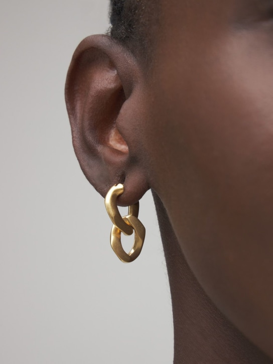 Maison Margiela: Double chain earrings - Gold - women_1 | Luisa Via Roma