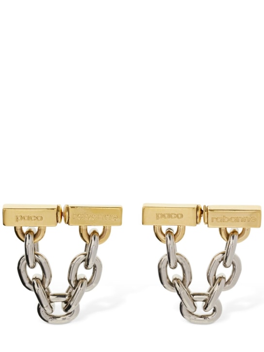 Rabanne: XL link chain earrings - Altın/Gümüş - women_0 | Luisa Via Roma