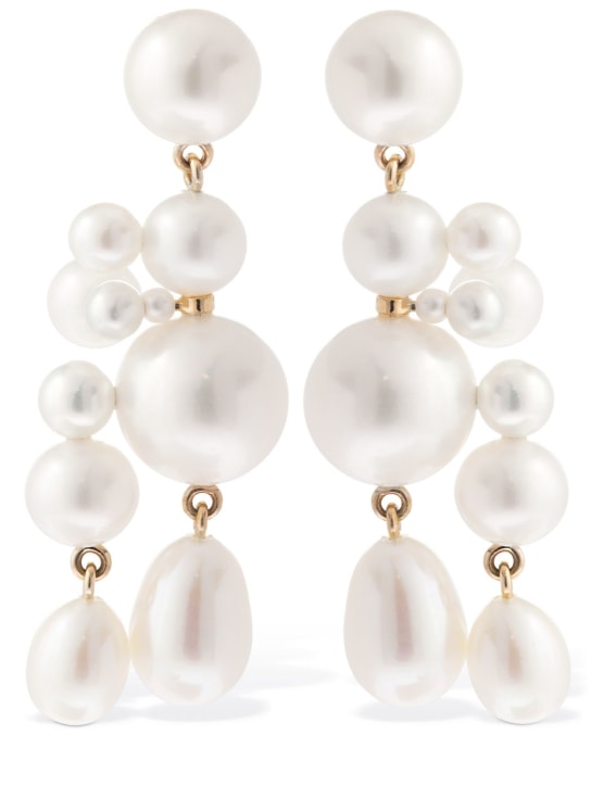 SOPHIE BILLE BRAHE: 14kt & pearl beverly earrings - İnci - women_0 | Luisa Via Roma