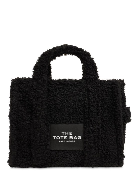 Marc Jacobs: Medium faux teddy tote bag - Siyah - women_0 | Luisa Via Roma