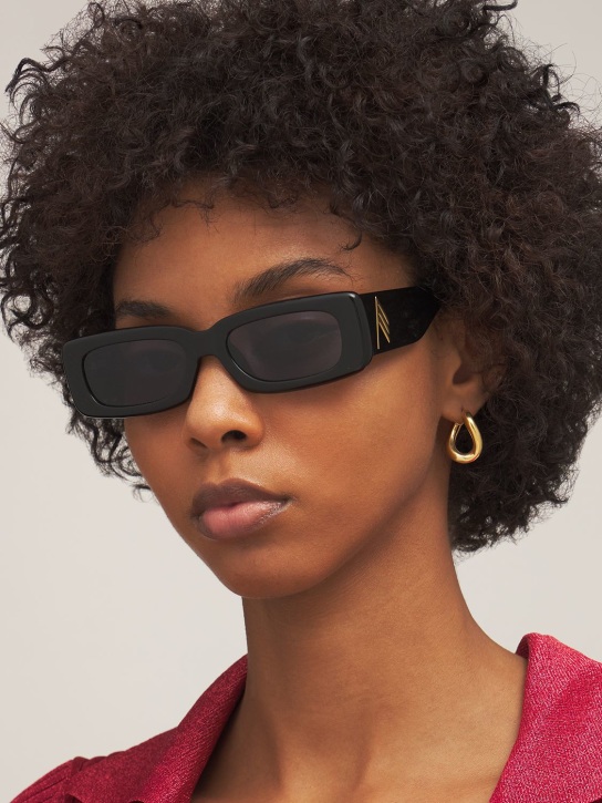 The Attico: Mini Marfa square bio acetate sunglasses - Black/Grey - women_1 | Luisa Via Roma