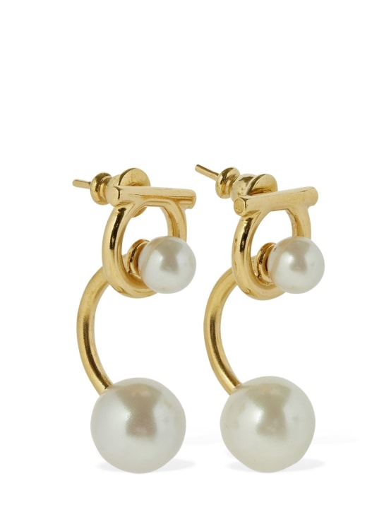 Ferragamo: Gancio imitation pearl drop earrings - women_0 | Luisa Via Roma