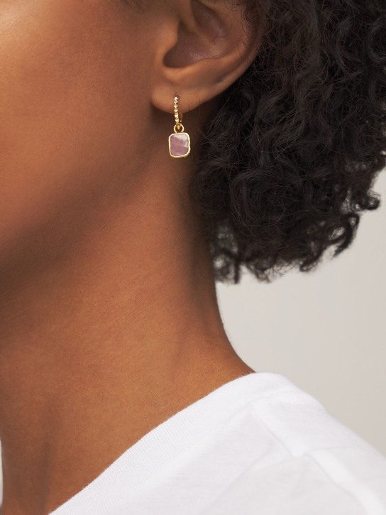 Missoma: Rhodochrosite charm hoop earrings - women_1 | Luisa Via Roma