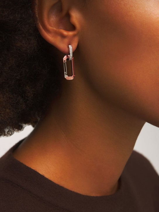 EÉRA: Chiara 18kt gold & diamond mono earring - Pink/Crystal - women_1 | Luisa Via Roma