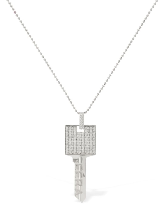 EÉRA: Key 18kt gold full pavé necklace - Silver - women_0 | Luisa Via Roma