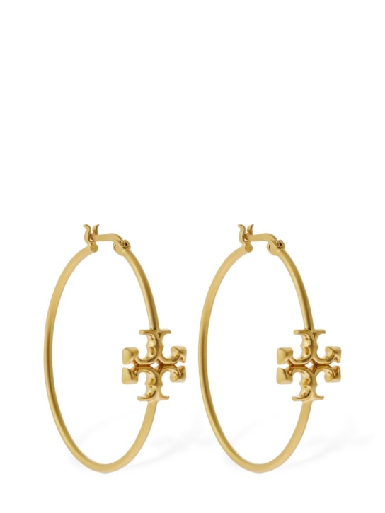 Tory Burch: Eleanor hoop earrings - Altın Rengi - women_0 | Luisa Via Roma