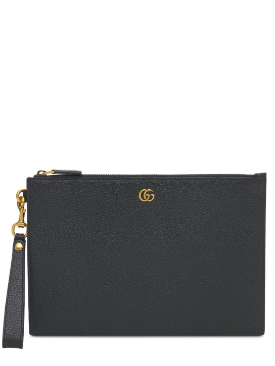 Gucci: GG Marmont leather pouch - Black - men_0 | Luisa Via Roma
