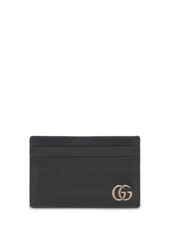 Gucci: “GG MARMONT”皮革卡包 - 黑色 - men_0 | Luisa Via Roma