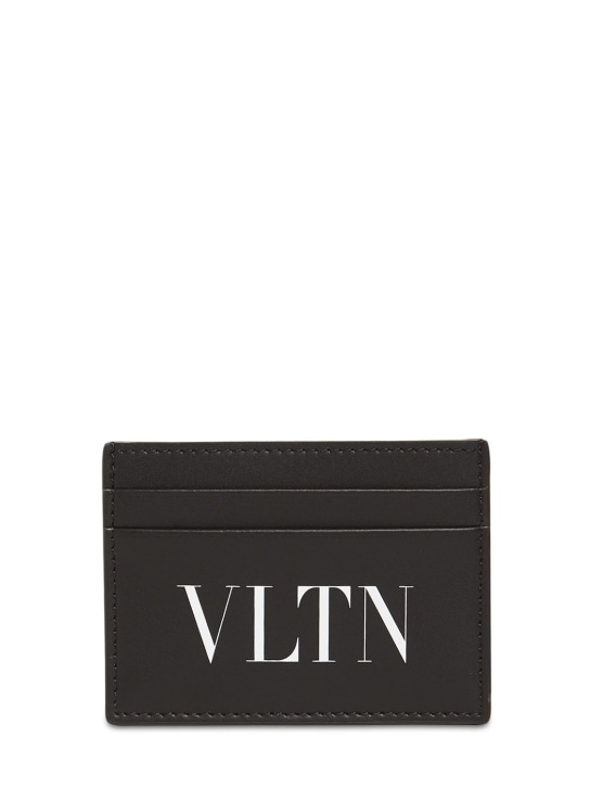 Valentino Garavani: Porte-cartes en cuir VLTN - Noir - men_0 | Luisa Via Roma