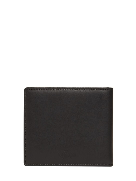 Valentino Garavani: VLTN leather billfold wallet - Black/White - men_1 | Luisa Via Roma