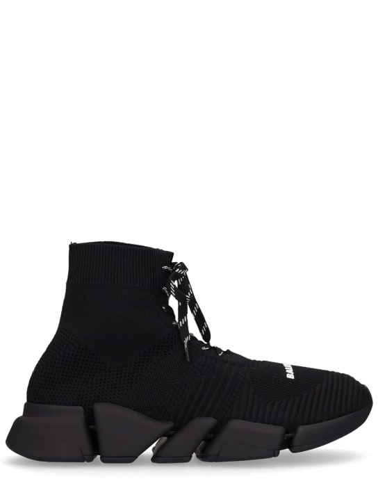 Balenciaga: 30毫米“SPEED 2”针织运动鞋 - 黑色 - women_0 | Luisa Via Roma
