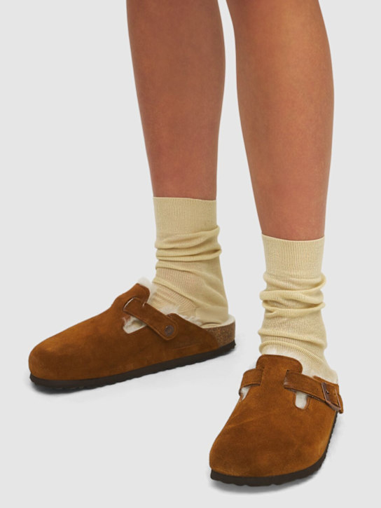 BIRKENSTOCK: Boston shearling & suede loafers - women_2 | Luisa Via Roma
