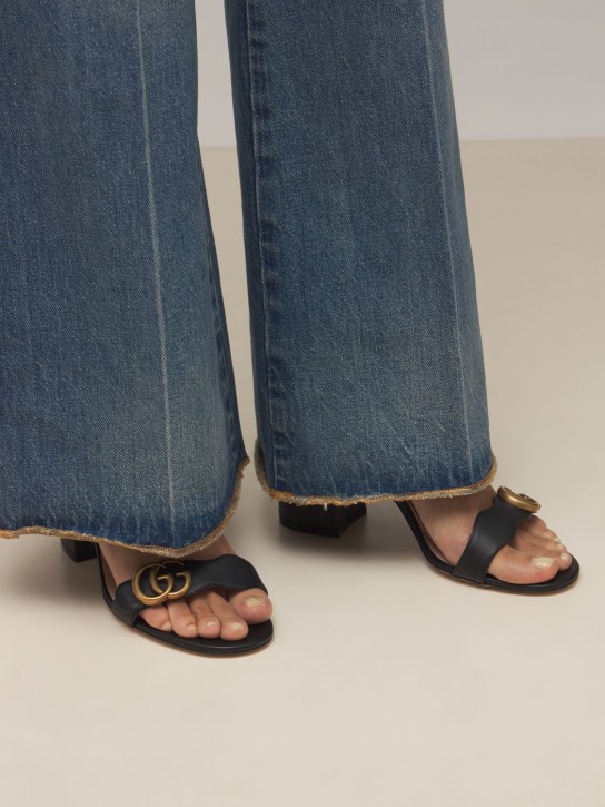 Gucci: 75mm Marmont leather sandals - Black - women_1 | Luisa Via Roma