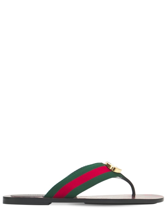 Gucci: 10毫米GG Web夹趾凉鞋 - 红色/绿色 - women_0 | Luisa Via Roma