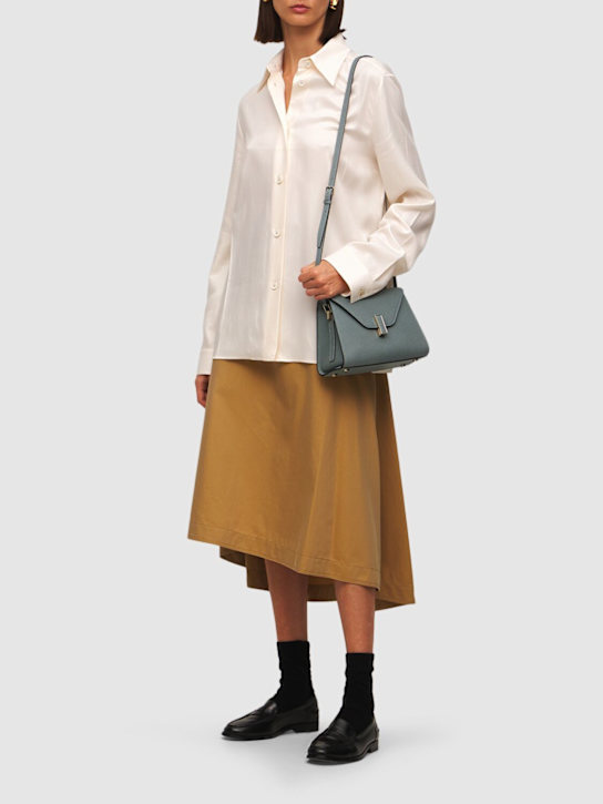 Valextra: Mini Iside grained leather bag - Polvere - women_1 | Luisa Via Roma