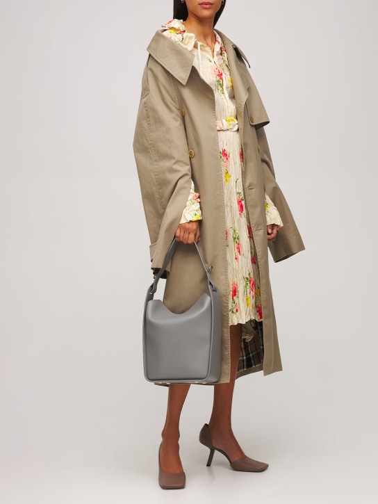 Balenciaga: Petite tote bag en cuir grainé North-south - Gris - women_1 | Luisa Via Roma