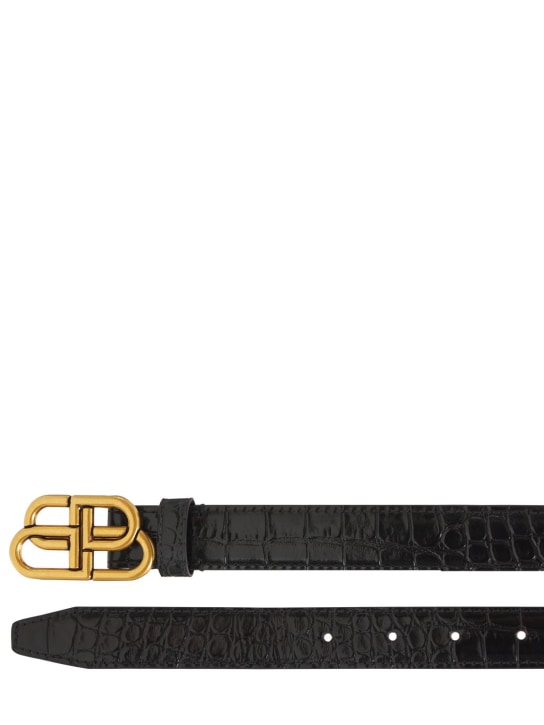 Balenciaga: 3cm BB leather belt - Black - women_2 | Luisa Via Roma