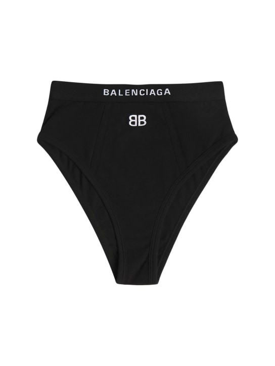 Balenciaga: Braguitas deportivas de algodón jersey - Negro - women_0 | Luisa Via Roma
