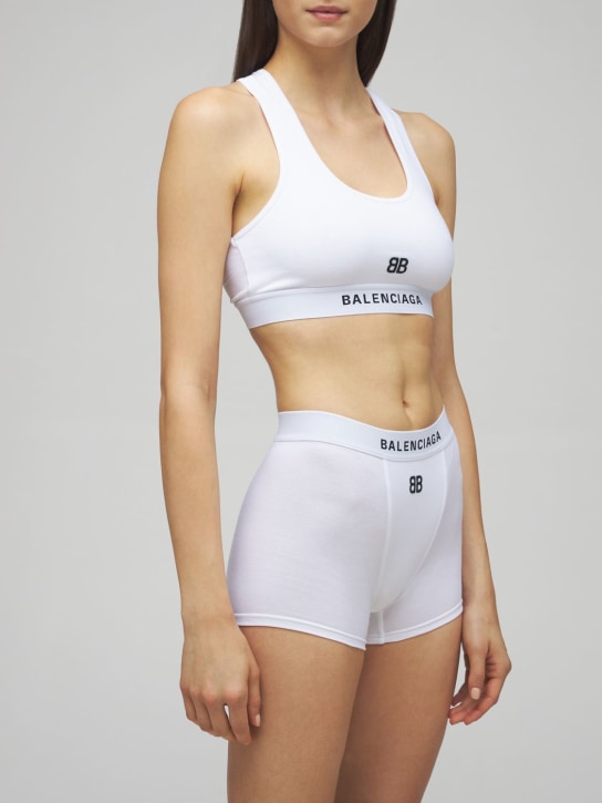 Balenciaga: Stretch cotton jersey mini sport shorts - women_1 | Luisa Via Roma