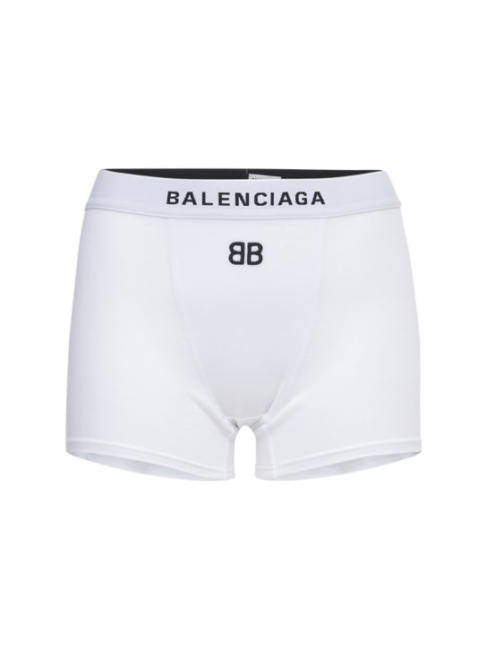 Balenciaga: Shorts deportivos de algodón jersey stretch - women_0 | Luisa Via Roma