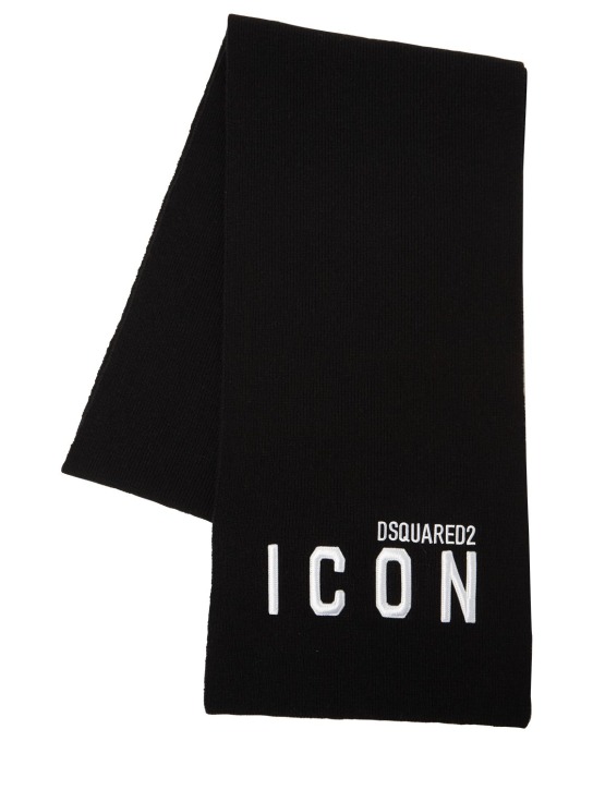 Dsquared2: Icon patch wool knit scarf - men_0 | Luisa Via Roma