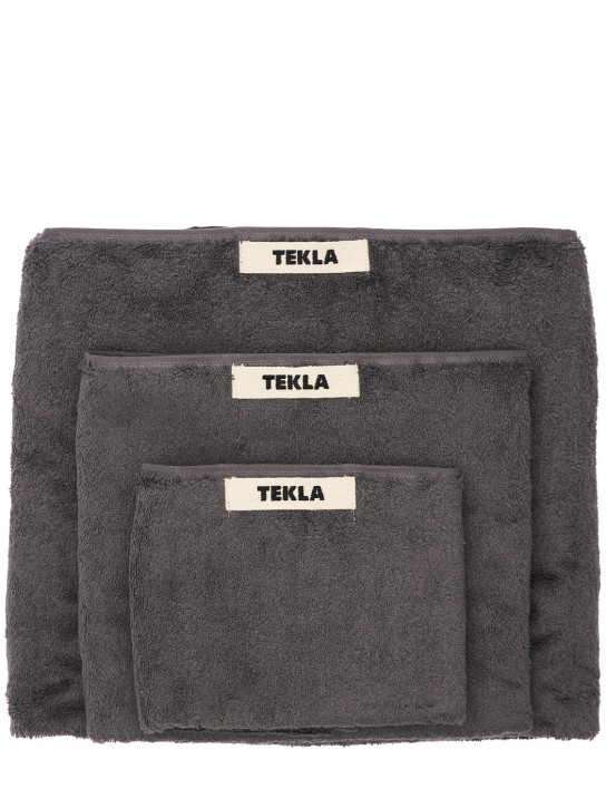 Tekla: Set of 3 organic cotton towels - Charcoal - ecraft_0 | Luisa Via Roma
