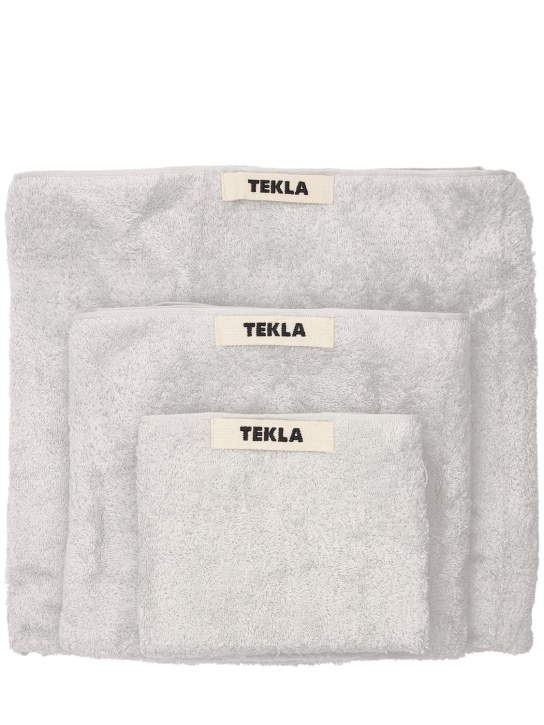 Tekla: Lot de 3 serviettes de bain en coton biologique - Gris - ecraft_0 | Luisa Via Roma