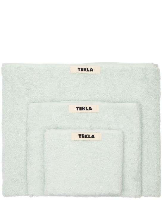 Tekla: Lot de 3 serviettes de bain en coton biologique - Vert Menthe - ecraft_0 | Luisa Via Roma