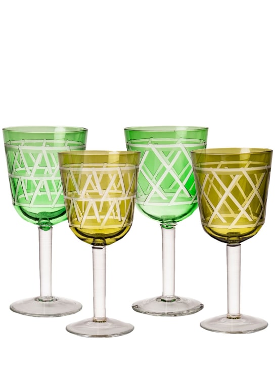 Polspotten: Tie Up set of 4 wine glasses - Multi-colour - ecraft_0 | Luisa Via Roma