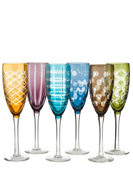 Polspotten: Set di 6 fluts da champagne Tie Up - Multicolore - ecraft_0 | Luisa Via Roma