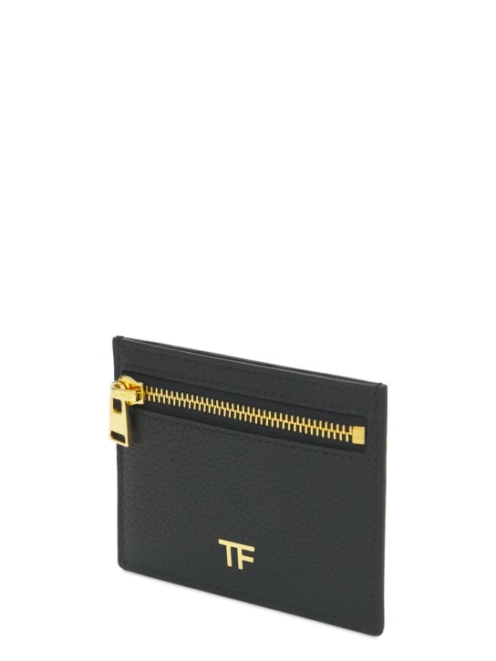 Tom Ford: TF leather card holder w/zipped pocket - Black - women_1 | Luisa Via Roma