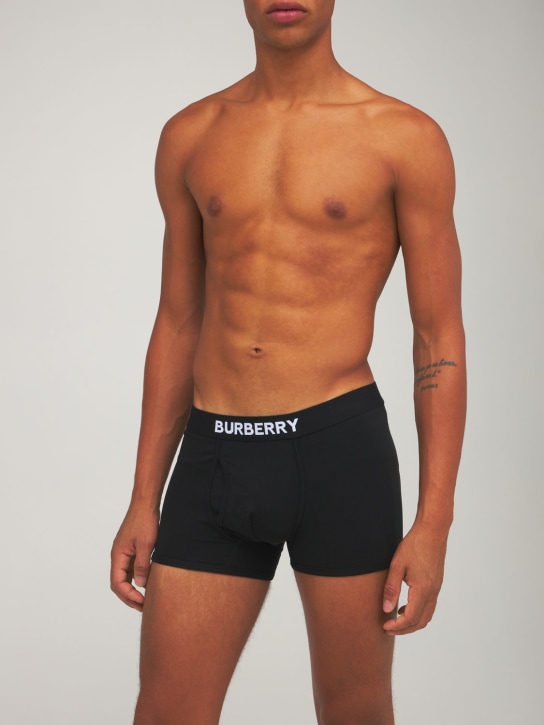 Burberry: Calzoncillos boxer de algodón jersey - Negro - men_1 | Luisa Via Roma