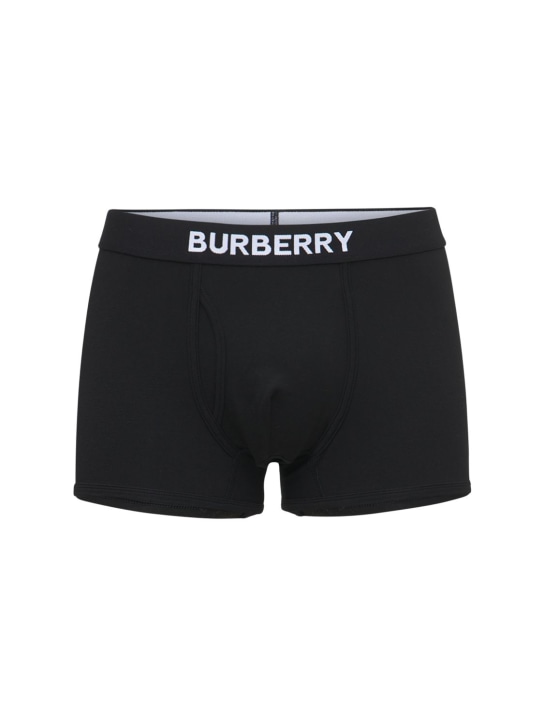 Burberry: Calzoncillos boxer de algodón jersey - Negro - men_0 | Luisa Via Roma