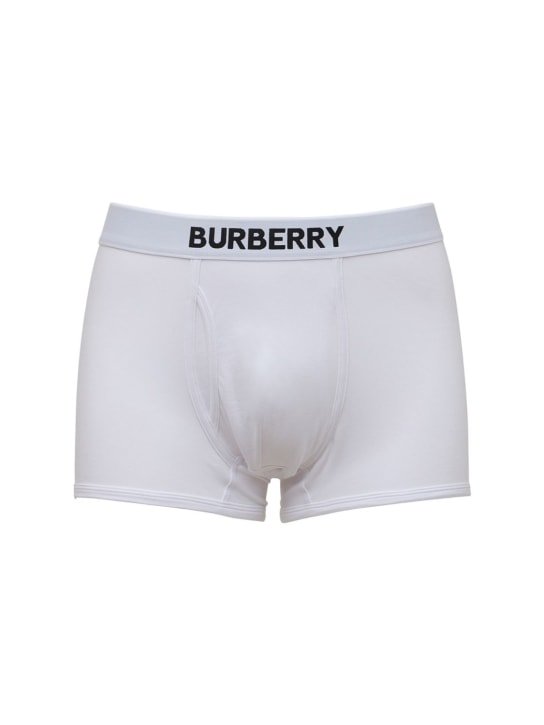 Burberry: Boxer en jersey de coton Truro - Blanc - men_0 | Luisa Via Roma