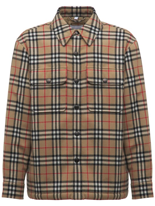 Burberry: Calmore Check wool jacket - Archive Beige - men_0 | Luisa Via Roma