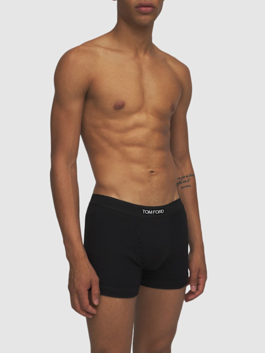 Tom Ford: Pack of 2 logo cotton boxer briefs - Black - men_1 | Luisa Via Roma