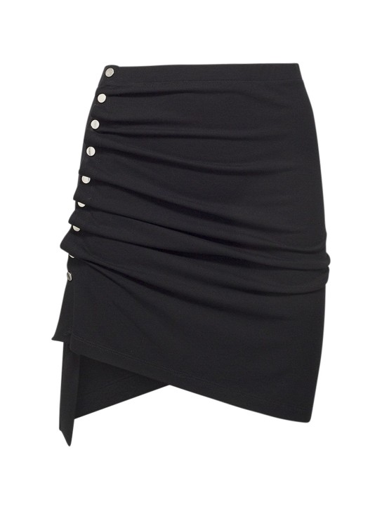 Rabanne: Minifalda de jersey ligero drapeada - Negro - women_0 | Luisa Via Roma