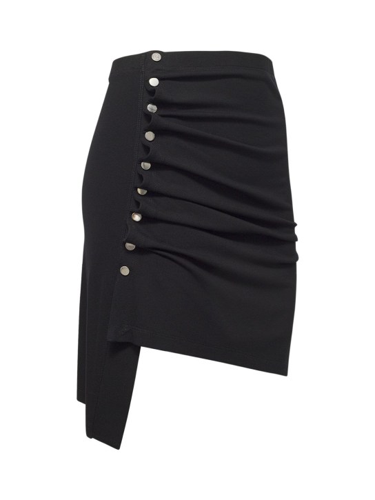 Rabanne: Light jersey draped mini skirt - Black - women_1 | Luisa Via Roma