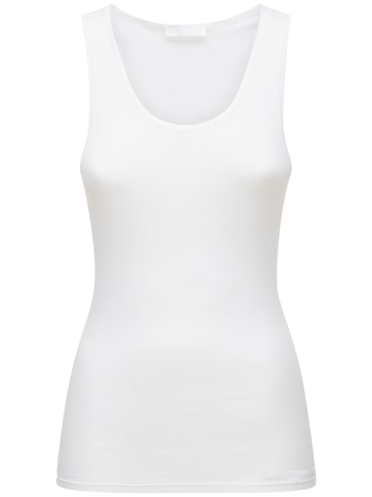 Wardrobe.nyc: Ribbed cotton jersey tank top - Beyaz - women_0 | Luisa Via Roma