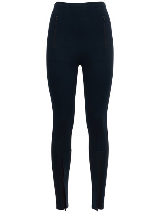 Wardrobe.nyc: Stretch jersey front zip leggings - Siyah - women_0 | Luisa Via Roma