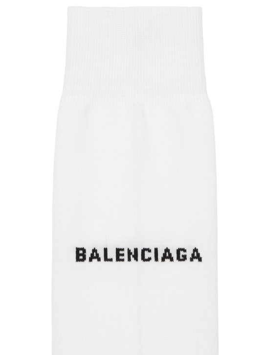 Balenciaga: Classic logo cotton blend socks - White/Black - women_1 | Luisa Via Roma